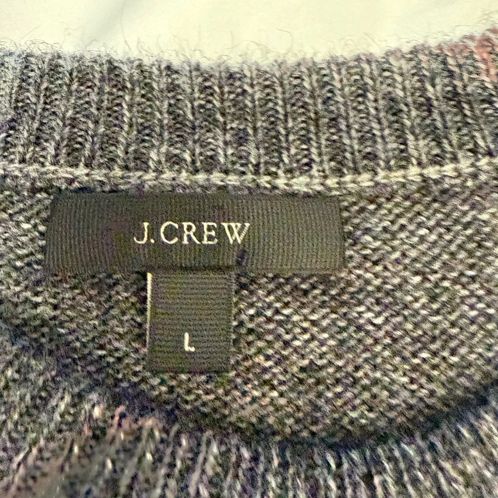 J.Crew Women’s Fair Isle Sweater Gray Red Pink Geometric Wool Mohair Size L